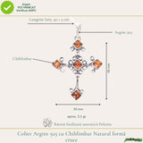 Colier argint 925 cu cruce romb si chihlimbar natural - Protectie si vitalitate