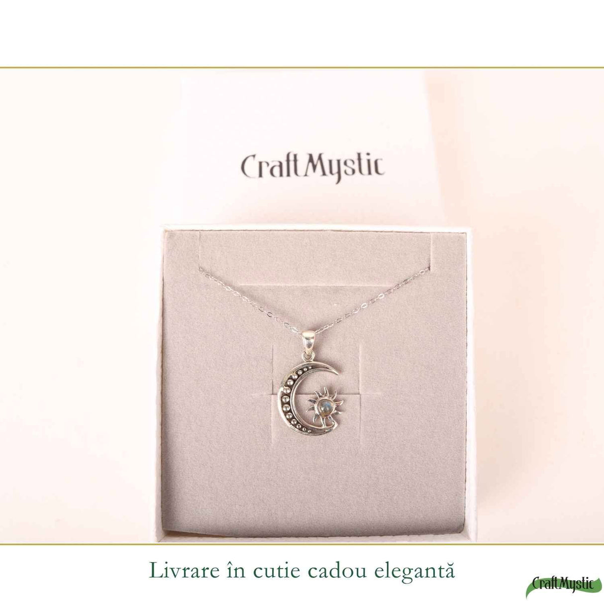Colier Argint 925 cu Labradorit Soare si Luna – Echilibru si Intuitie