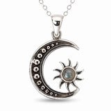 Colier Argint 925 cu Labradorit Soare si Luna – Echilibru si Intuitie