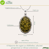 Colier Argint 925 Oval cu Chihlimbar Verde – Echilibru si Energie Pozitiva