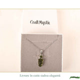 Colier argint 925 cu Moldavit si Turmalina Verde – Echilibru Emotional si Transformare