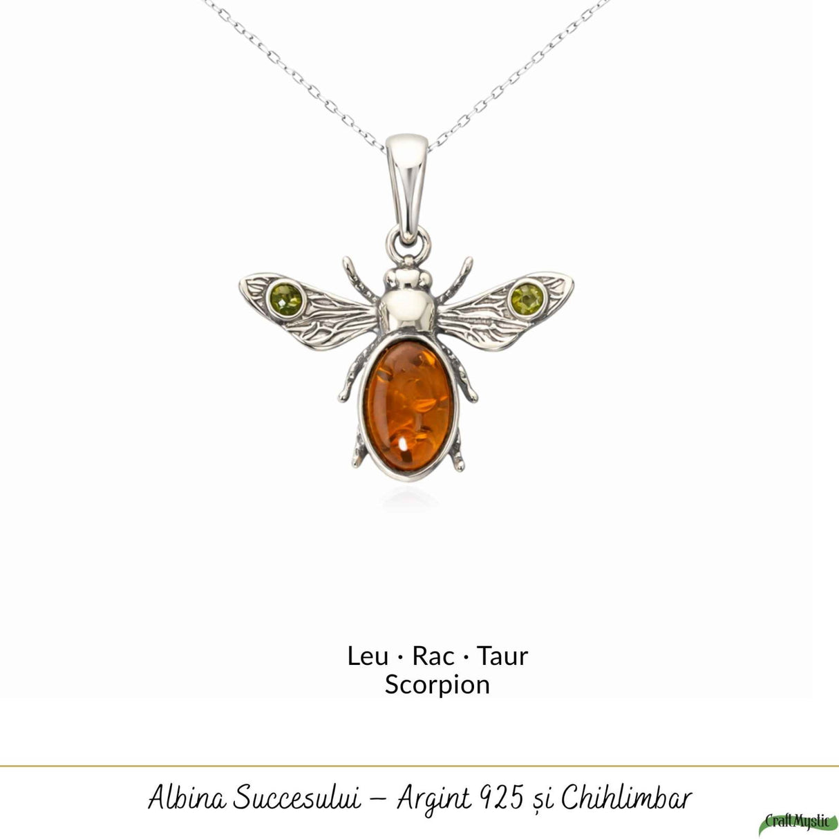 Colier Argint 925 Albina cu Chihlimbar Natural - Energie si Bucurie Solara