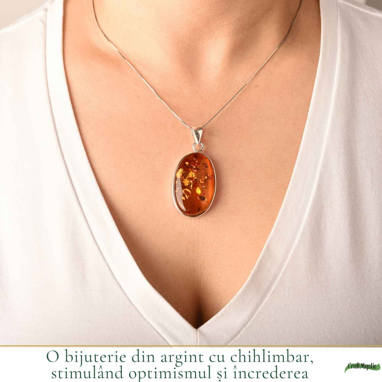 Colier Argint 925 cu Chihlimbar – Energie Pozitiva si Echilibru Interior
