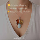Colier Argint 925 cu Chihlimbar si Larimar – Echilibru si Energie Pozitiva