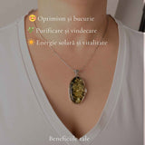 Colier Argint 925 Oval cu Chihlimbar Verde – Protectie si Echilibru Emotional