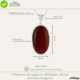 Colier Argint 925 Oval cu Chihlimbar Cherry – Energie Pozitiva si Protectie