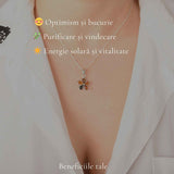 Colier Argint 925 cu Floare din Chihlimbar Natural in 3 Culori - Energie Calda si Feminitate