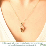 Colier Argint 925 Placat Aur 18K cu Agat Scenic Dendritic Lacrima – Echilibru si Claritate