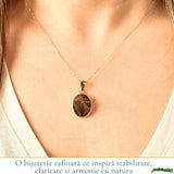 Colier Argint 925 Placat Aur 18K cu Agat Scenic Dendritic Oval – Echilibru si Claritate