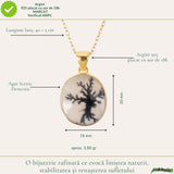 Colier Argint 925 Placat Aur 18K cu Agat Scenic Dendritic Oval – Echilibru si Claritate