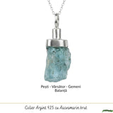 Colier Argint 925 cu Acvamarin Brut Natural – Claritate si Calm Interior