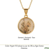 Colier Argint 925 Placat Aur 18K cu Agat Scenic Dendritic Rotund – Echilibru si Claritate