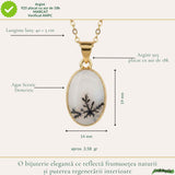 Colier Argint 925 Placat Aur 18K cu Agat Scenic Dendritic Oval – Echilibru si Claritate
