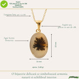 Colier Argint 925 Placat Aur 18K cu Agat Scenic Dendritic Oval – Echilibru si Claritate