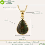 Colier Argint 925 Placat Aur 18K cu Amolit Natural Lacrima – Prosperitate si Energie Pozitiva