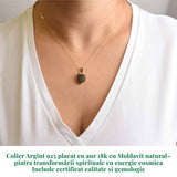 Colier argint 925 placat cu aur 18k cu Moldavit natural - 2.27 g | Transformare si protectie energetica