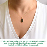 Colier argint 925 placat cu aur 18k cu Moldavit natural 2.22 g - accelerarea transformarii personale si spirituale