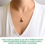 Colier argint 925 placat aur 18k cu Moldavit natural - 2.21 g
