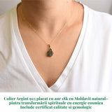 Colier Argint 925 placat cu aur 18k cu Moldavit natural brut 2.36 g - talisman de transformare