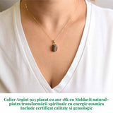 Colier Argint 925 placat cu Aur 18k cu Moldavit natural brut - transformare si protectie - 2.16 g