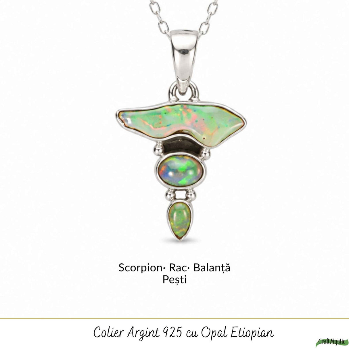 Colier Argint 925 cu Triplu Opal Etiopian – Magie, Inspiratie si Creativitate