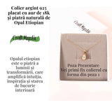 Colier Argint 925 placat cu aur 18K cu Opal Etiopian Fatetat in Forma de Diamant - Lumina, Intuitie si Feminin Sacru