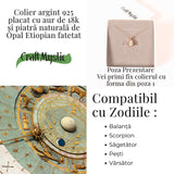 Colier Argint 925 placat cu aur 18K cu Opal Etiopian Fatetat Hexagonal - Protectie, Lumina si Armonie Divina