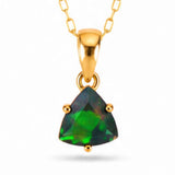 Colier Argint 925 Placat cu Aur 18K cu Opal Negru Triunghi – Protectie si Claritate