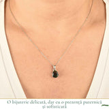 Colier Argint 925 cu Opal Negru Lacrima – Eleganta si Protectie Energetica