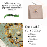 Colier Argint 925 placat cu Aur 18K si Tanzanit Oval - Echilibru si Claritate Spirituala
