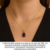 Colier Argint 925 placat cu Aur 18K si Tanzanit Lacrima - Claritate si Renastere Spirituala
