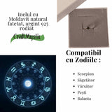 Inel minimalist din Argint 925 rodiat cu Moldavit natural fatetat - claritate, protectie si evolutie interioara
