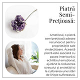 Colier Choker Argintiu cu Piatra Naturala Ametist Druzy - Protecte si Energie Positiva