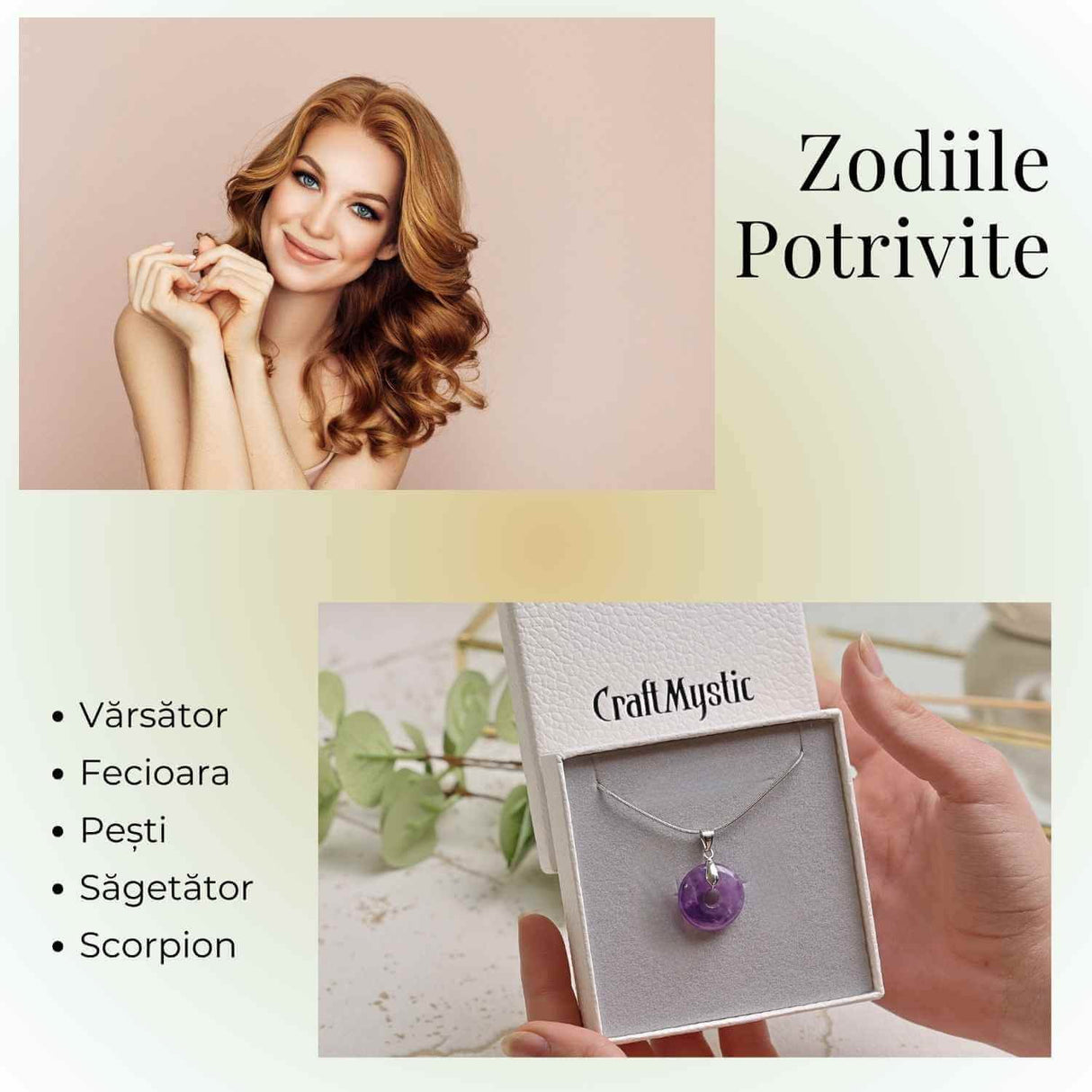 Colier Argintiu cu Ametist Forma Pi - Calm si Spiritualitate, Lungime Totala 50 cm, Diametru Pandantiv 20 mm
