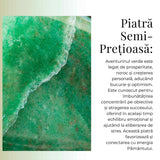 Colier Argintiu cu Aventurin Verde Forma Pi - Echilibru si Prosperitate, Lungime Totala 50 cm, Diametru Pandantiv 20 mm