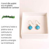 Cercei Argint 925 cu Larimar Rotund - Armonie si Linstire Interioara