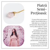 Iubire si Armonie - Colier cu Piatra Cuart Roz si Lant Auriu