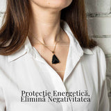 Colier Auriu din Cupru Placat cu Piatra Naturala Obsidian fatetata - Protectie si Echilibru