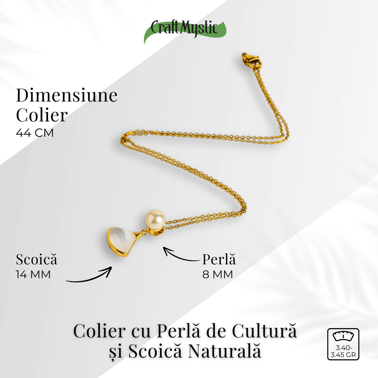 Poarta linistea interioara - Colier cu perla de cultura si scoica naturala