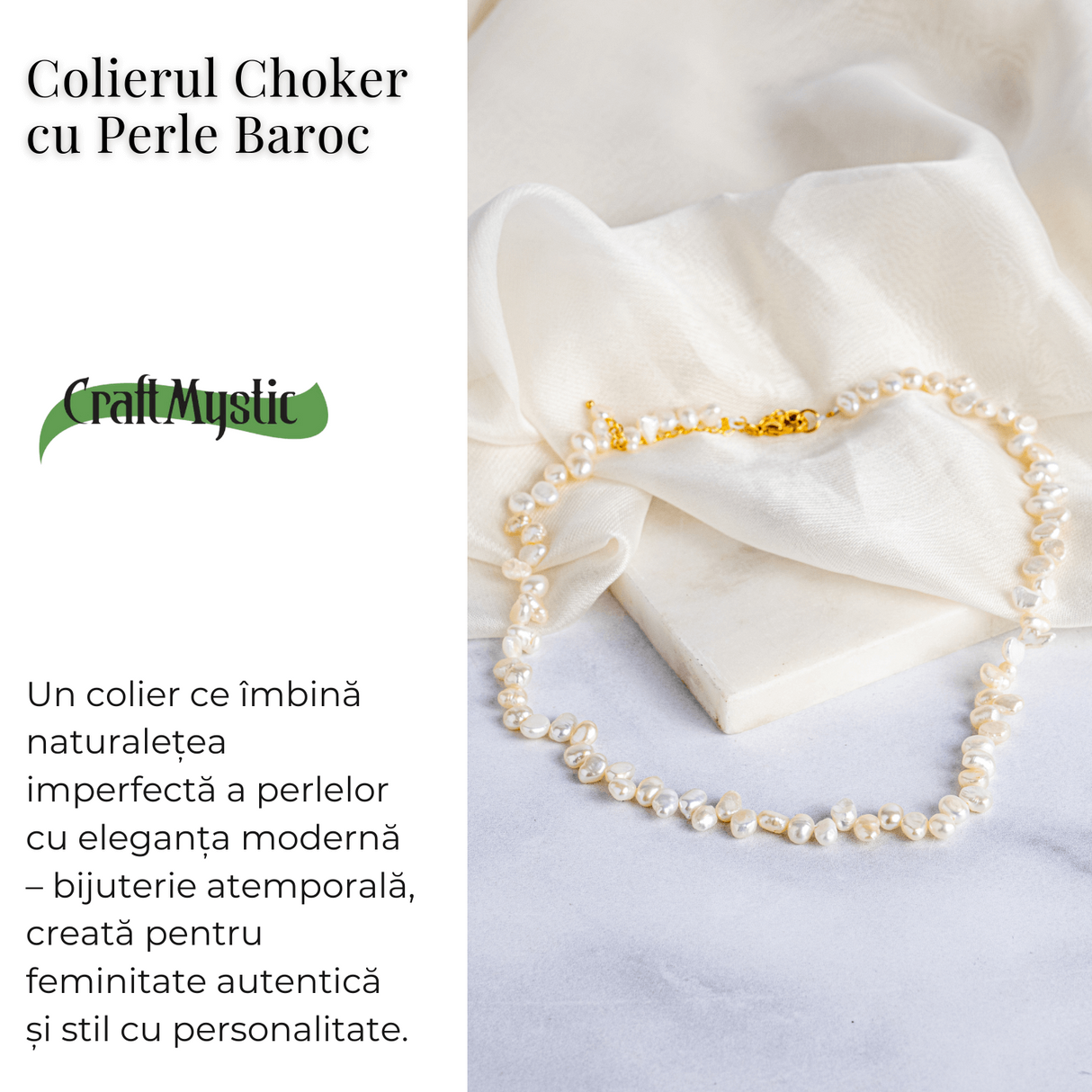 Colier choker cu perle design baroc - Eleganta naturala, mereu la moda