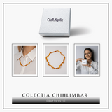 Colier Chihlimbar Natural Auriu - Energie Pozitiva, Calduroasa si Eleganta Organica
