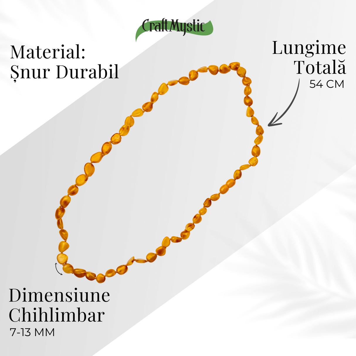 Colier Energetic din Chihlimbar Galben Natural - Protectie, Vitalitate si Lumina Calda Interioara