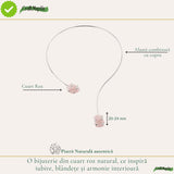 Colier Choker Argintiu cu Cuart Roz Natural – Iubire, Armonie si Echilibru Emotional