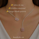 Colier Choker Argintiu cu Cuart Roz Natural – Iubire, Armonie si Echilibru Emotional