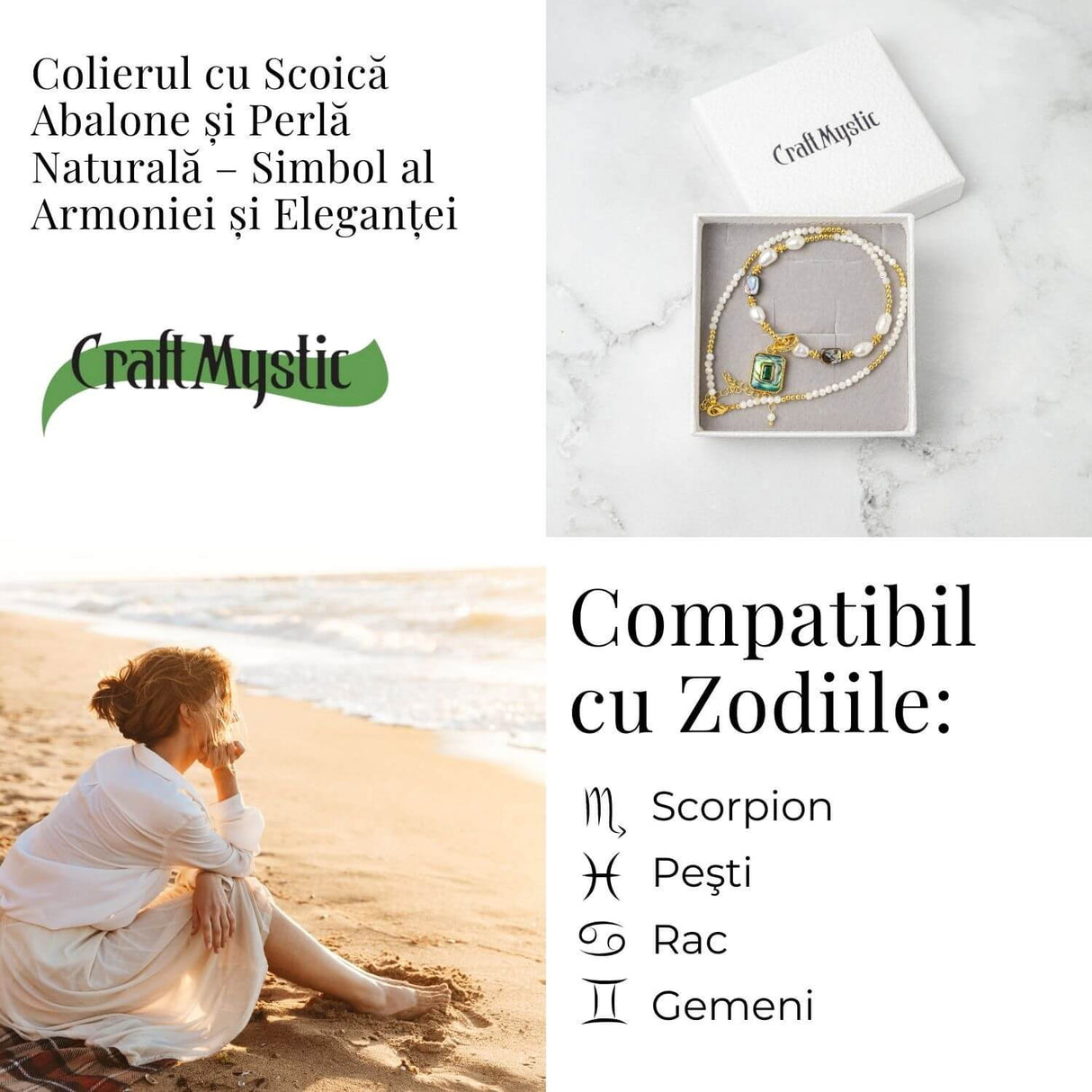Eleganta si Armonie - Colier cu Perle si Scoica Abalone Naturale