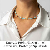 Colier Choker cu Turcoaz, Perle Naturale si Pietre Semipretioase - Energie Pozitiva si Armonie Interioara