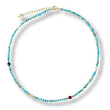 Colier Choker cu Turcoaz, Perle Naturale si Pietre Semipretioase - Energie Pozitiva si Armonie Interioara