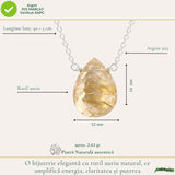 Colier argint 925 cu rutil auriu lacrima – claritate si energie interioara