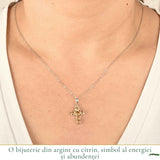 Colier Argint 925 cu Citrin Fatetat Cruce – Energie si Protectie Pozitiva