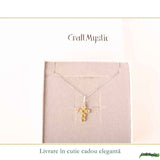 Colier Argint 925 cu Citrin Fatetat Cruce – Energie si Protectie Pozitiva